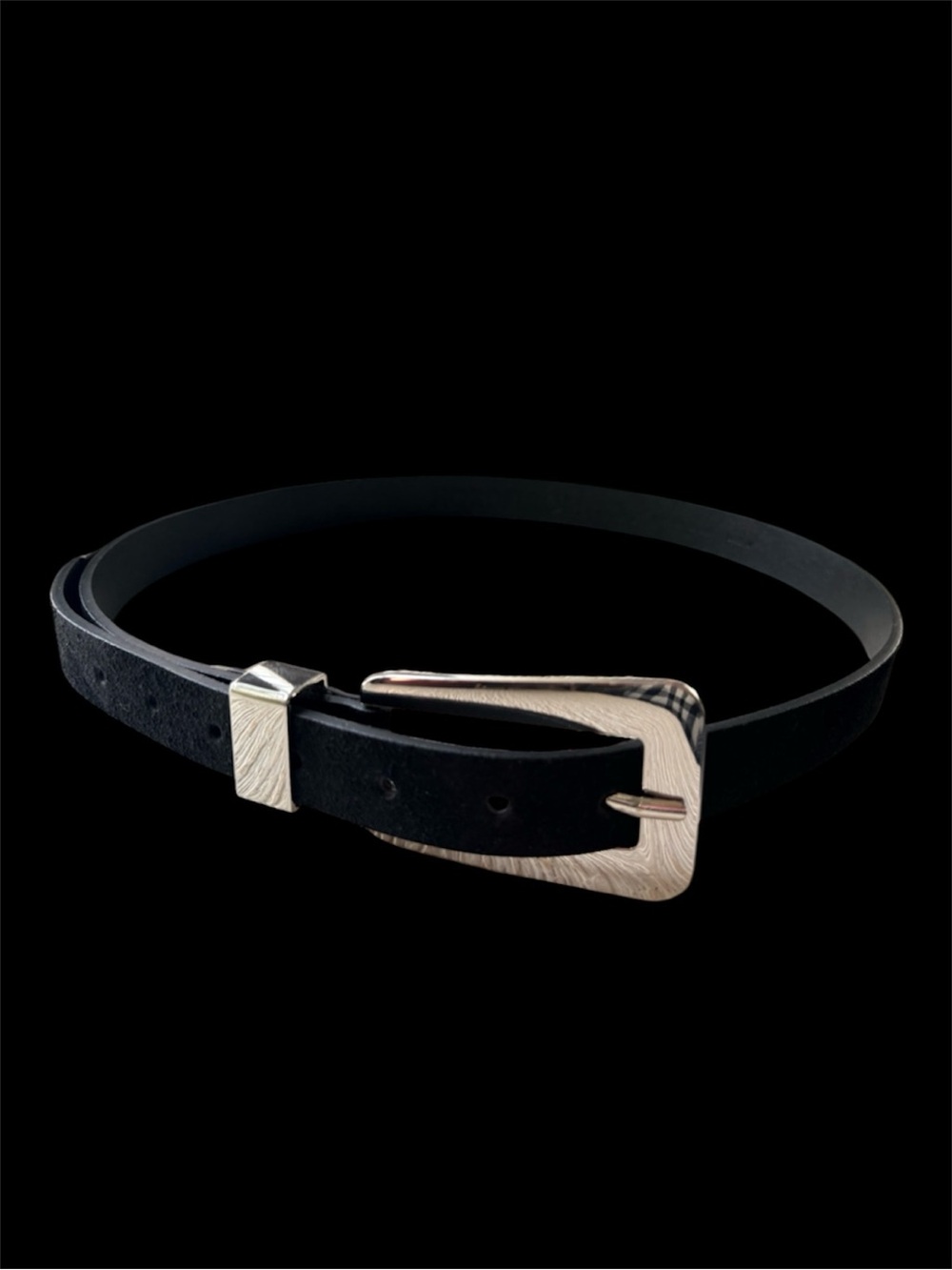 Nordstrom Black Suede Leather Silver Buckle
Leather Trouser Belt Size M